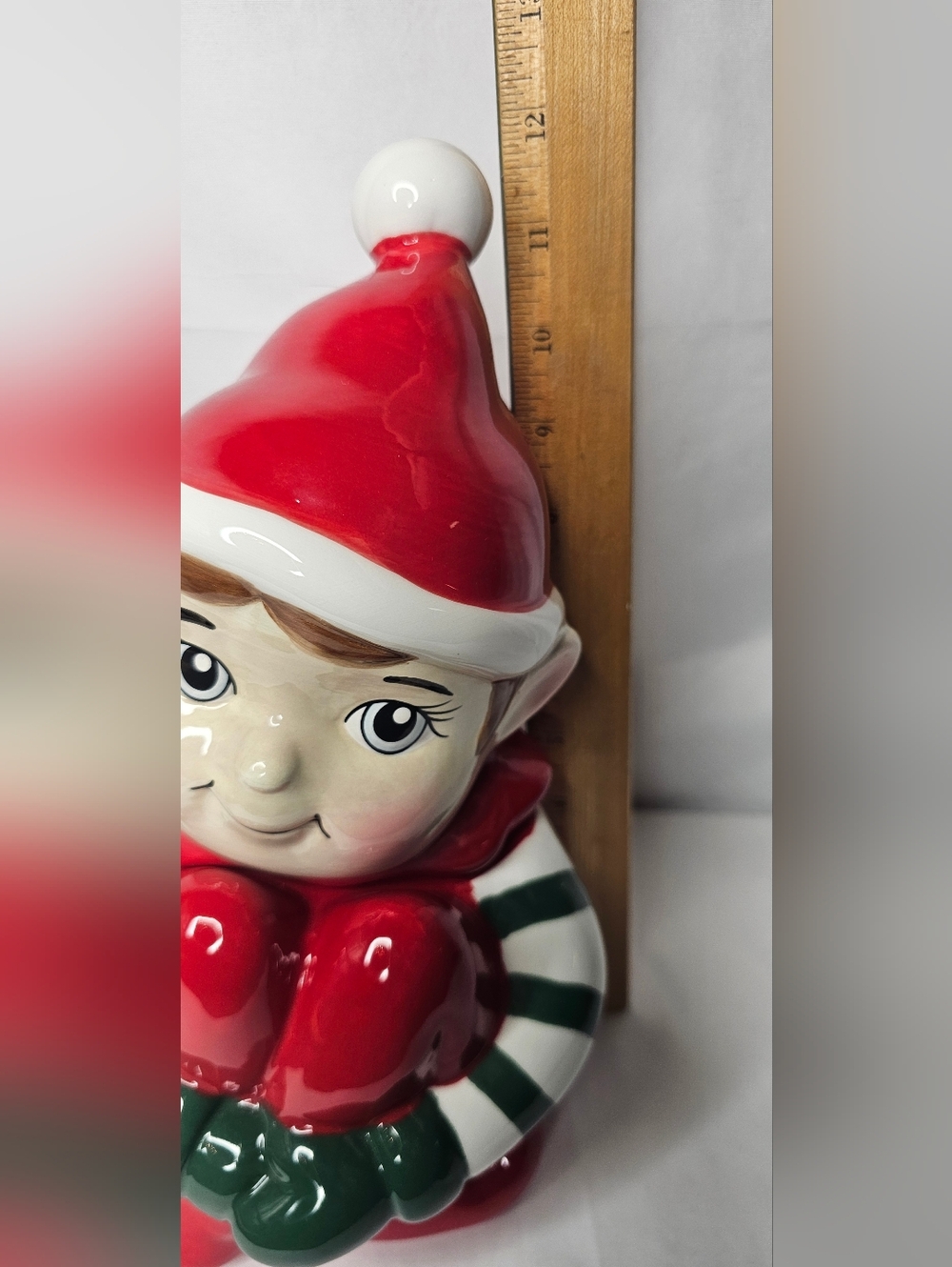 ​Cracker Barrel Christmas Elf Cookie Jar Earthenware Holiday Decor 11.5" - Picture 8 of 9